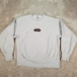 VTG Lee Cross Grain Gray Sweatshirt THRASHED Sz Lg CPA Print Worn See Pics